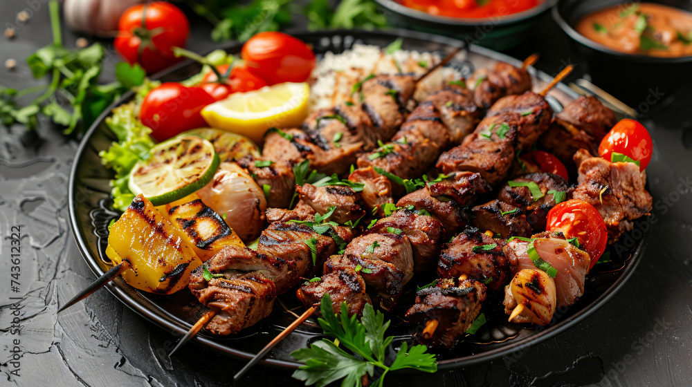 Arabic grilled Arabic food dishes kebab.