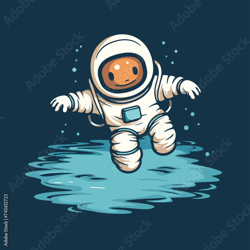 astronaut on the water. vector illustration of a cartoon astronaut