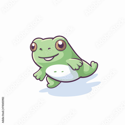Frog character isolated on white background. Cute cartoon animal. Vector illustration.