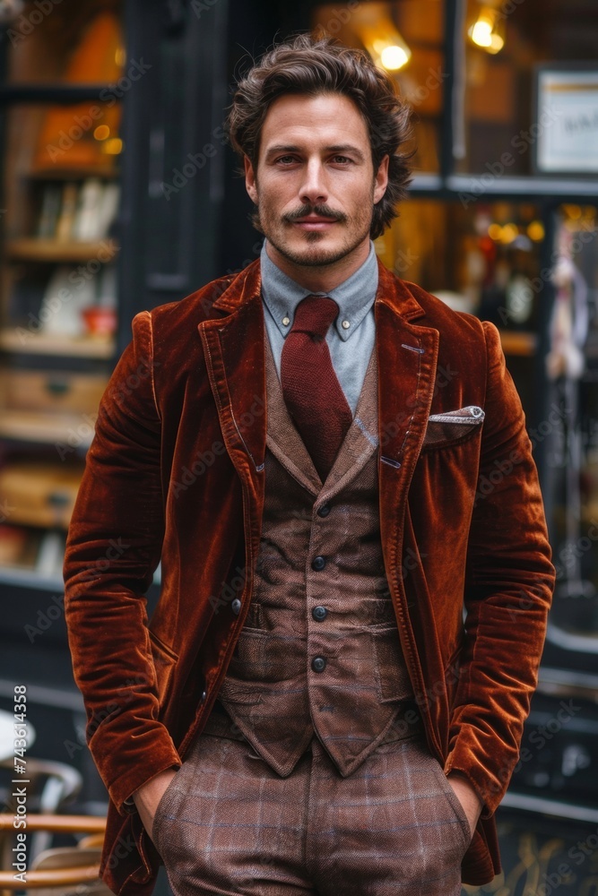 A male model sporting velvet blazer for a luxurious and on-trend touch A male model sporting velvet blazer for a luxurious and on-trend touch