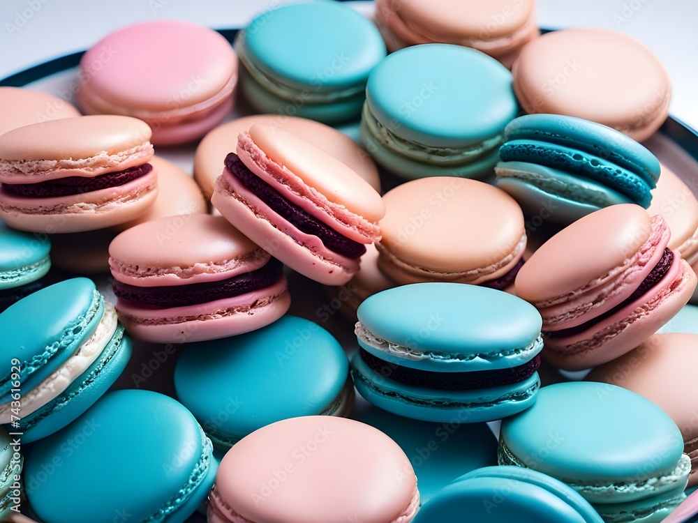 wallpaper background with blue and pink colorful macaroons on a baby shower party table wallpaper background with blue and pink colorful macaroons on a baby shower party table