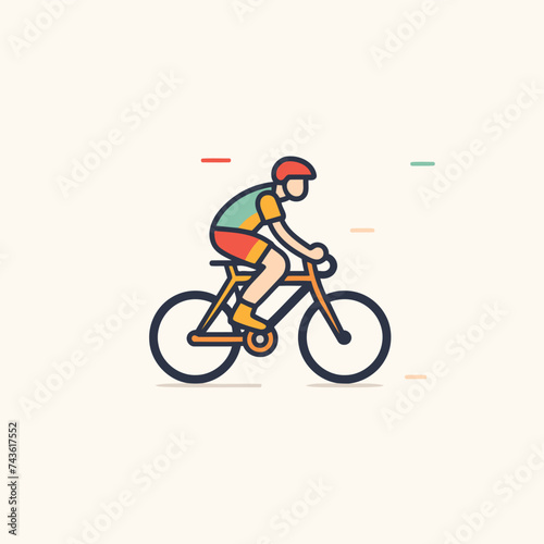 Cyclist flat line icon. vector illustration. eps 10. © Muhammad