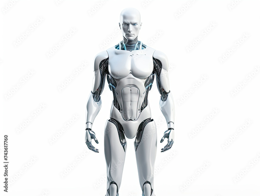 White Robot Standing in Pose