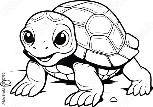 Vector illustration of a cute baby tortoise on a white background.