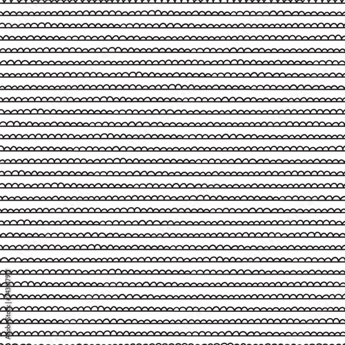 Doodle wave seamless pattern. Striped vector background. Black and white Pattern for surface design.