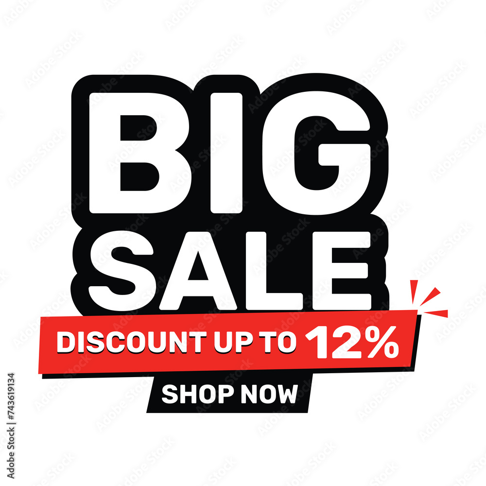 Big sale 12 percent discount banner template design, special offer. Vector illustration.