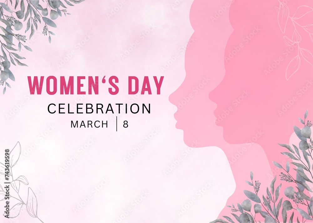 Pink and White Women's Day Celebration Invitation Landscape, Women's day Banner, Flyer, poster, template, illustration, invitation, greeting card