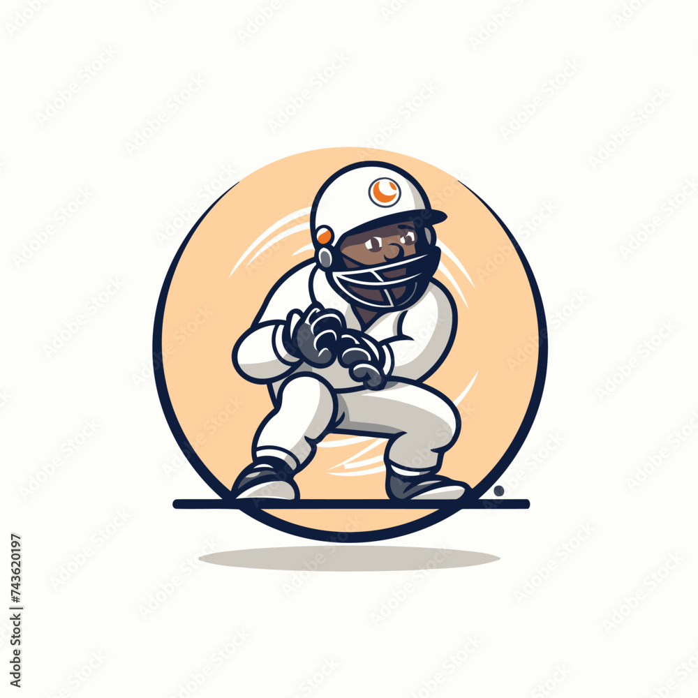 Cricket player action cartoon vector graphic design. Can be used as a logo. icon. or badge
