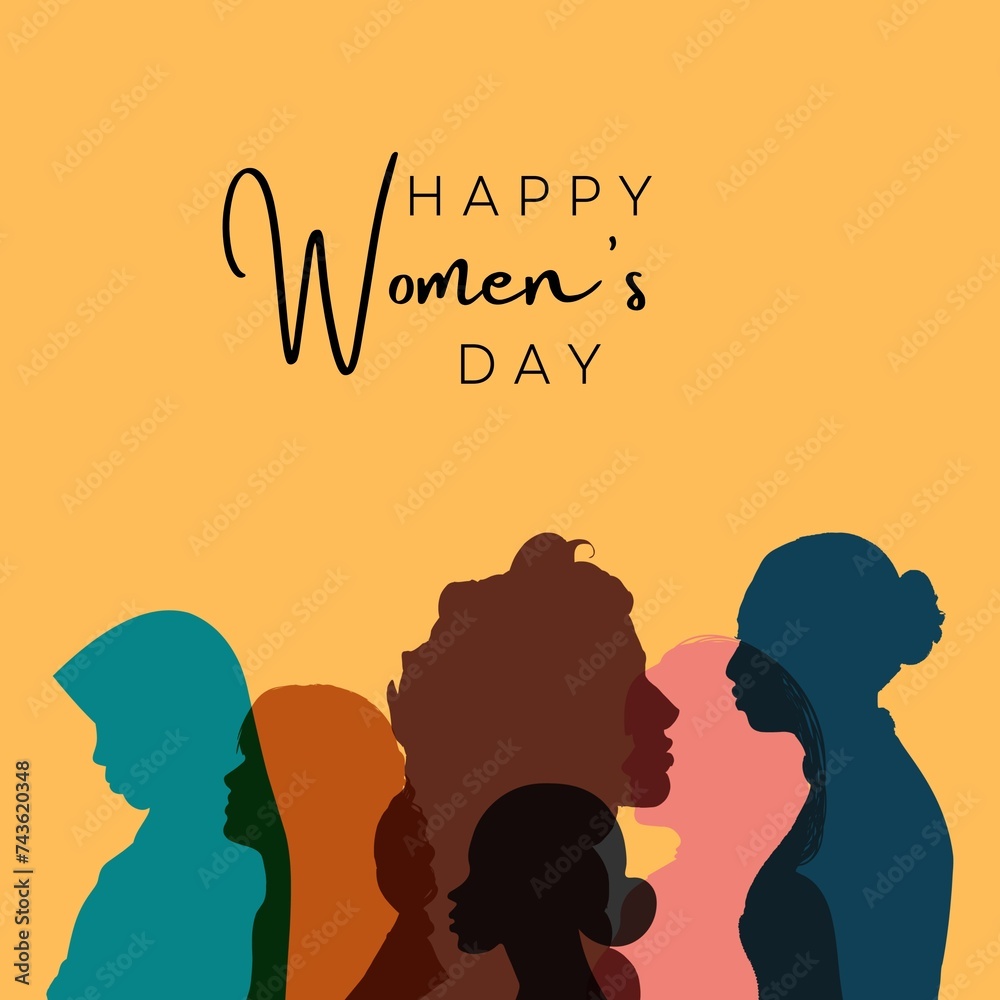 Blue Illustrative Simple 8 March International Womens Day, Women's day Banner, Flyer, poster, template, illustration, invitation, greeting card