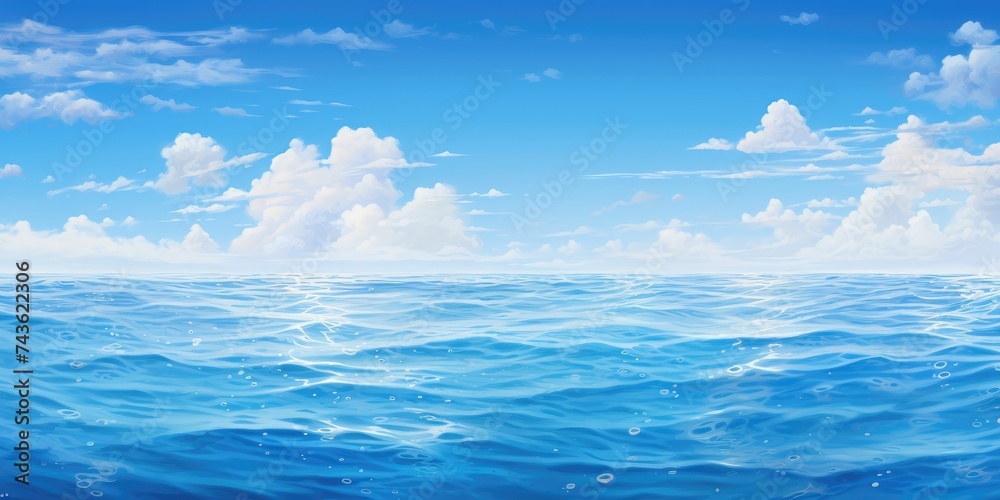 seascape with clouds and blue sky background 
