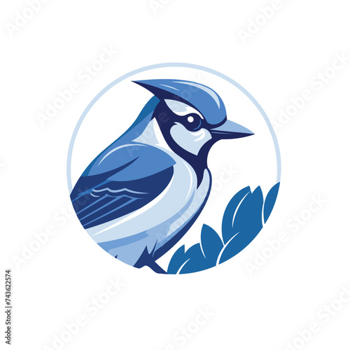 Blue tit bird vector logo template. Vector illustration of a blue tit bird.