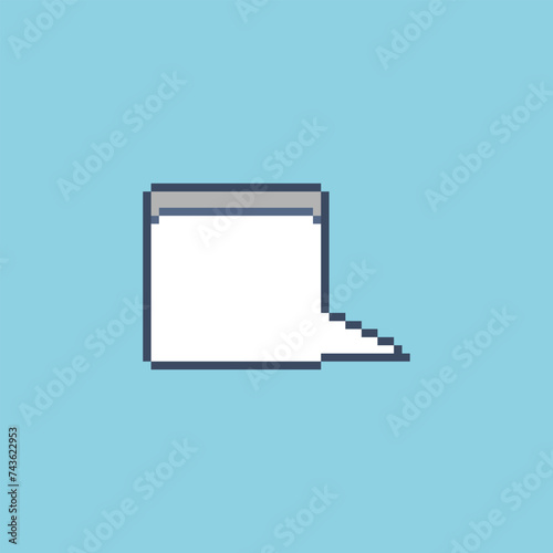 this is speech bubble in pixel art use white color and blue background ,this item good for presentations,stickers, icons, t shirt design,game asset,logo and your project.
