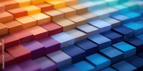 Spectrum of stacked multi-colored wooden blocks