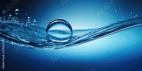 Water drops or oil bubbles on blue background