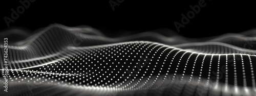 Wave of dots and wavy lines to demonstrate big data and technology big data communication on black background