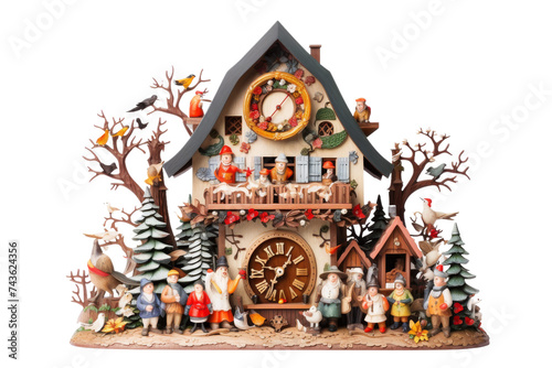 Traditional Cuckoo Clock Isolated on Transparent Background