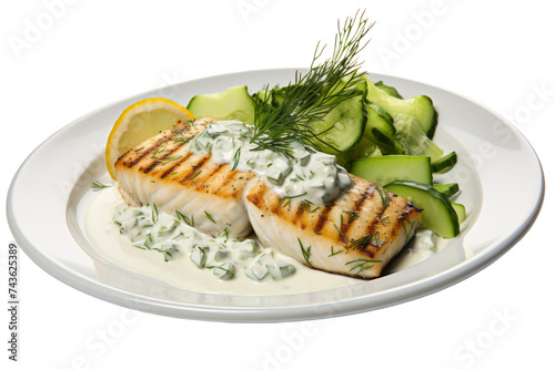 Grilled Halibut Isolated on Transparent Background