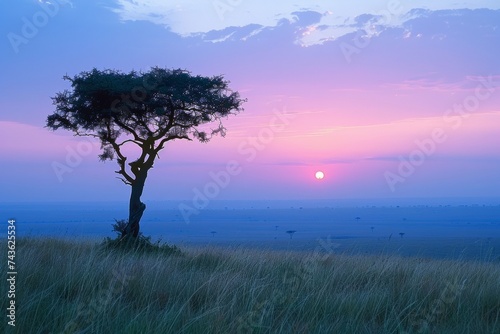 African savanna at dusk
