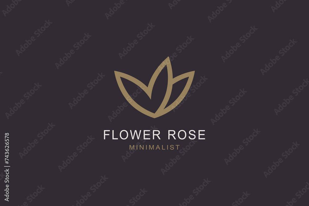 Fototapeta premium Rose flower icon minimal logo design. Beauty aesthetics vector art.