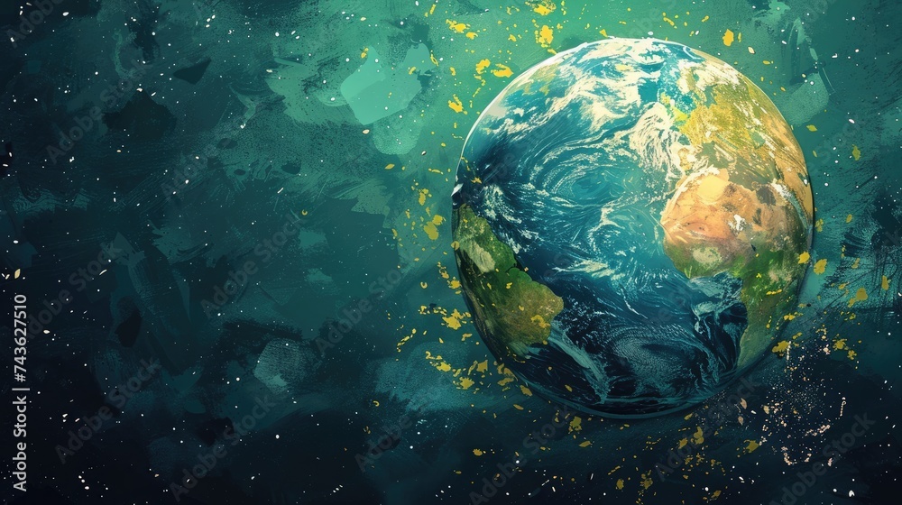 Obraz premium Artistic Vision Earth's Beauty Transformed into Illustration