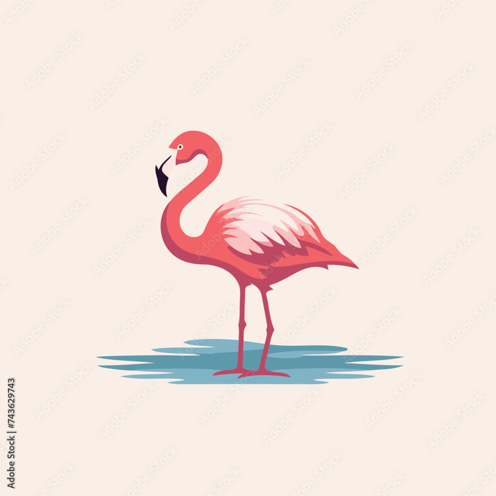 Flamingo vector illustration. Pink flamingo icon isolated on white background