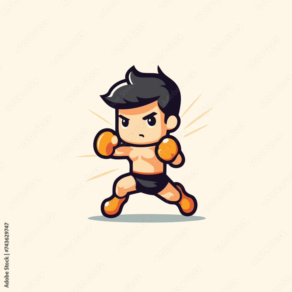 Cartoon boxer character. Vector illustration. Mascot design.