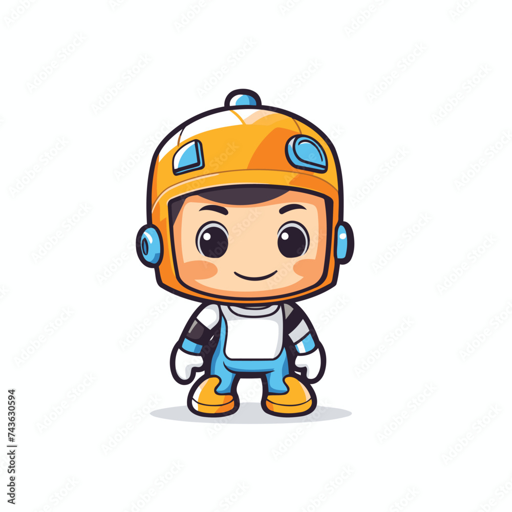 Cute astronaut boy character design. Cute cartoon vector illustration.