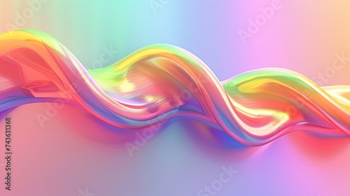 Non-euclidean metamorphosis, minimalistic shapes, in the style of holographic rainbow gradient, with latex textures, realistic usage of light and color