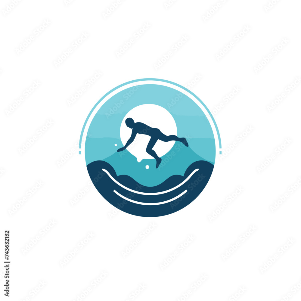 Surfing logo design template. Swimming club vector logo design.