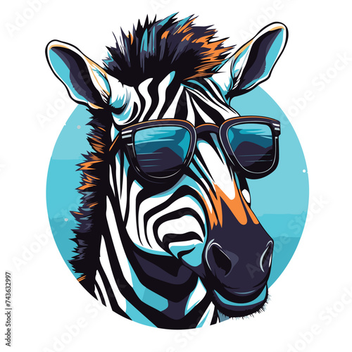 Zebra with sunglasses. Vector illustration of a zebra in sunglasses.