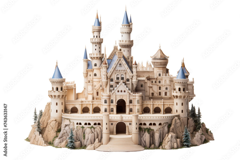 Fairy Tale Castle Miniature Isolated on Transparent Background