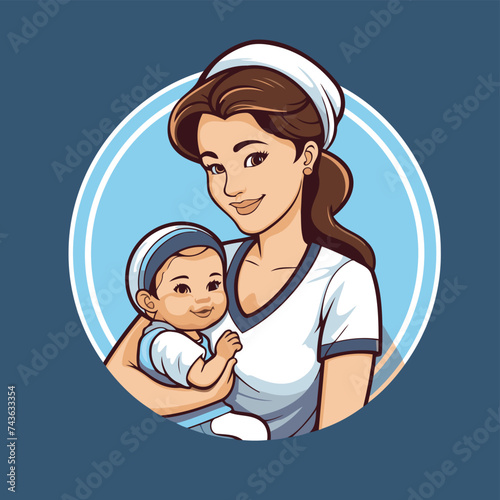 Mother and baby icon. Motherhood and motherhood theme. Vector illustration