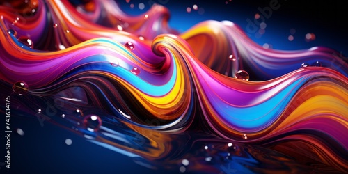 Colorful fluid waves that seem to be a mix of various colors and shapes. It is a dynamic and lively picture that radiates energy and motion