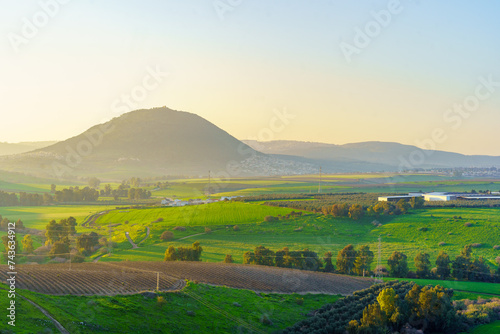 Sunset of Tabor Stream with countryside, Mount Tabor photo