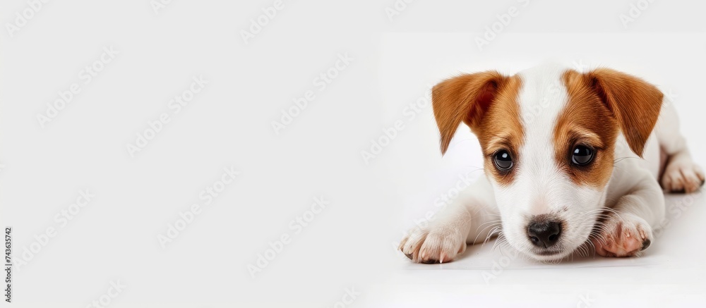 Adorable puppy staring directly at the camera with curiosity and innocence