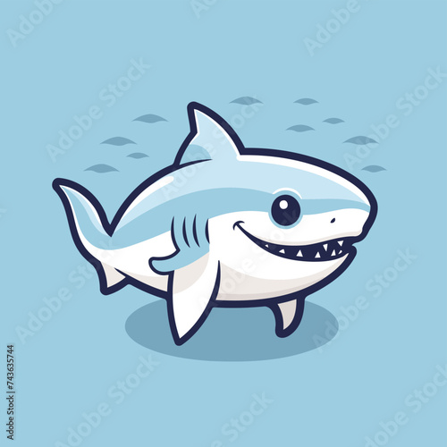 Cute shark cartoon vector illustration. Great white shark mascot design.