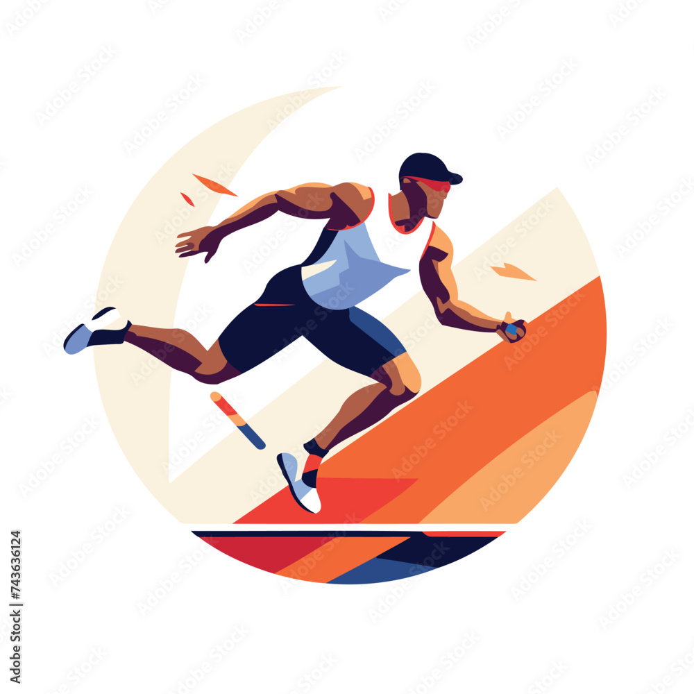 Running man. Athlete in sportswear. Vector flat illustration
