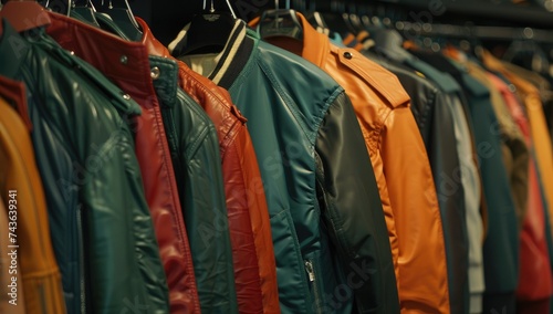 Colorful Leather Jackets on Display in a Fashion Retail Store