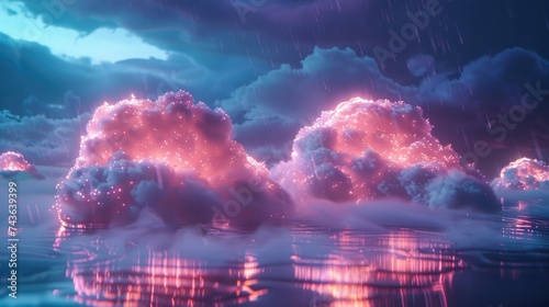 Glowing Clouds Over Water Depicting Cloud Computing Concept