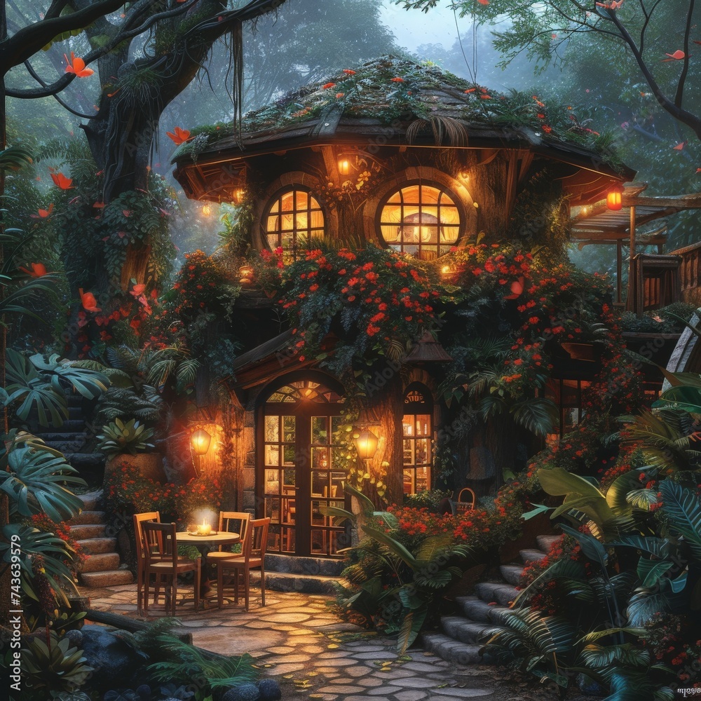 Outdoor cafe in the midst of forest and nature. Outdoor cafe in the midst of forest and nature.
