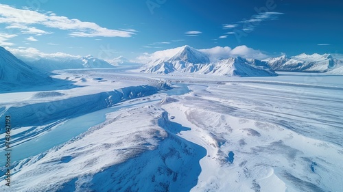 Pristine Arctic Ice Landscape Under a Clear Blue Sky