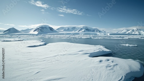 Pristine Arctic Ice Landscape Under a Clear Blue Sky