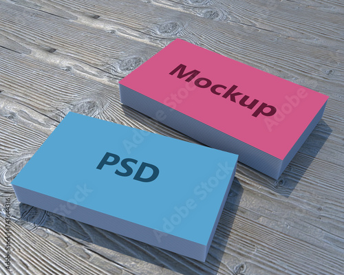 Business Card Mockup - 3D Render Business Card 3.5x 2cm Mockup	 photo