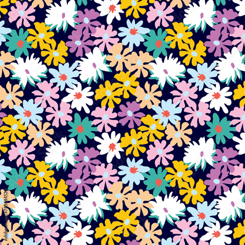 Colorful spring all over flowers pattern