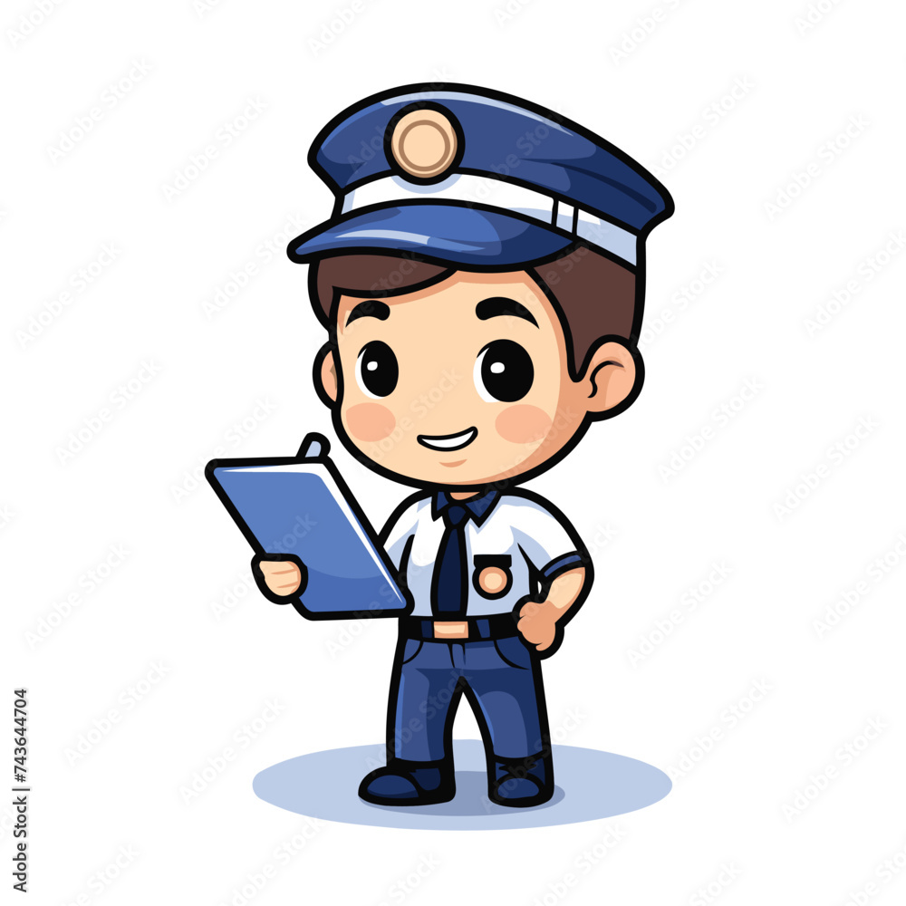 Policeman - Cute Cartoon Mascot Character Illustration
