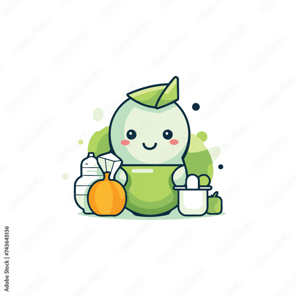 Cute ice cream character vector illustration. Cute ice cream mascot.