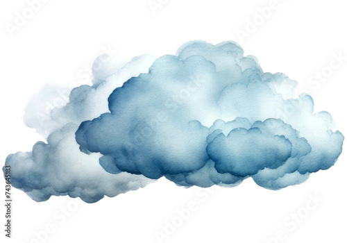 Watercolor painting of white cloud, isolated on a transparent background © Teerawan