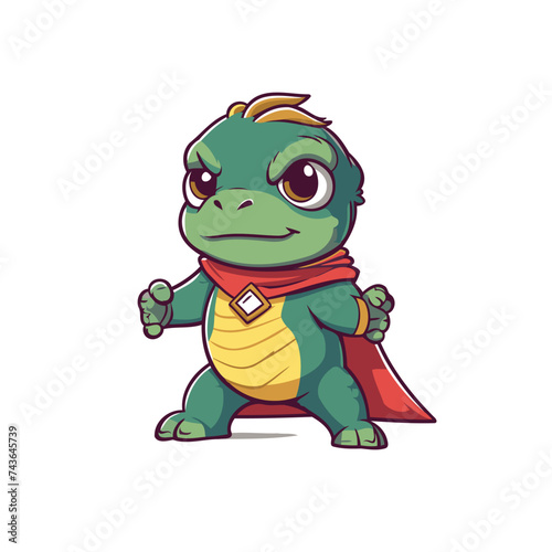 Cartoon crocodile superhero character. Vector illustration. Cute monster.
