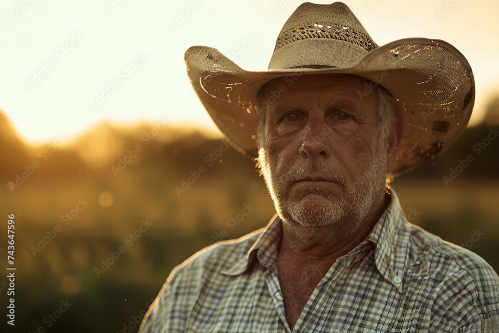 Capture the spirit of sustainable farming in the USA with a compelling portrait of a dedicated male worker on an organic farm Capture the spirit of sustainable farming in the USA with a compelling portrait of a dedicated male worker on an organic farm