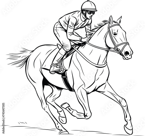 Horse racing. jockey on the horse. Vector illustration.